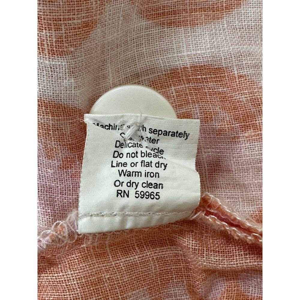 HIHO Tortola Button Front Linen Dress M Orange Coral Print Resortwear Beach Vaca - Picture 6 of 10